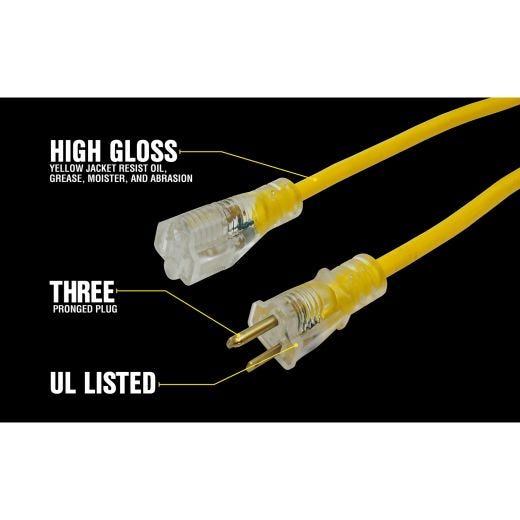 Yellow Jacket 12/3 - 50' Extension Cord, Single Outlet
