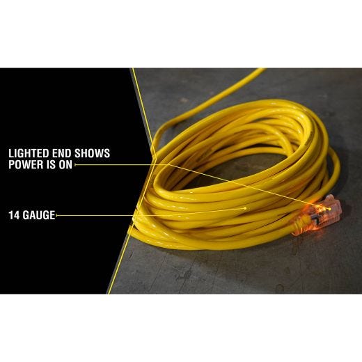 Yellow Jacket 14/3 - 100' Extension Cord, Single Outlet