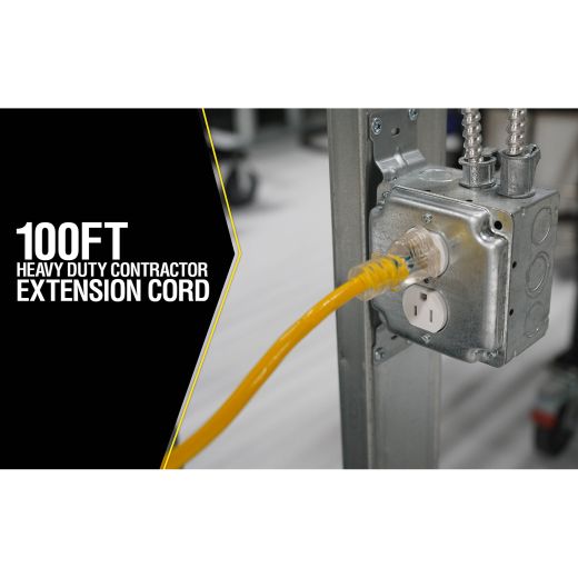 Yellow Jacket 14/3 - 100' Extension Cord, Single Outlet