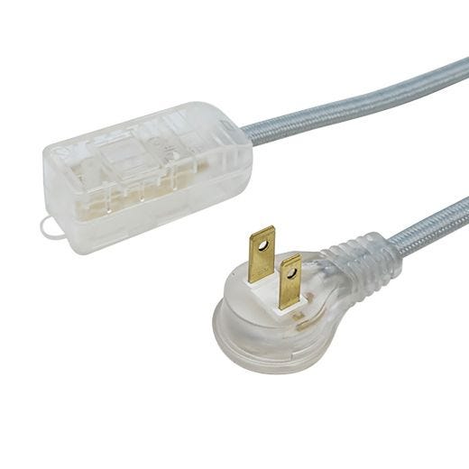 8’ Fabric Cord With 3 Outlets (Grey)