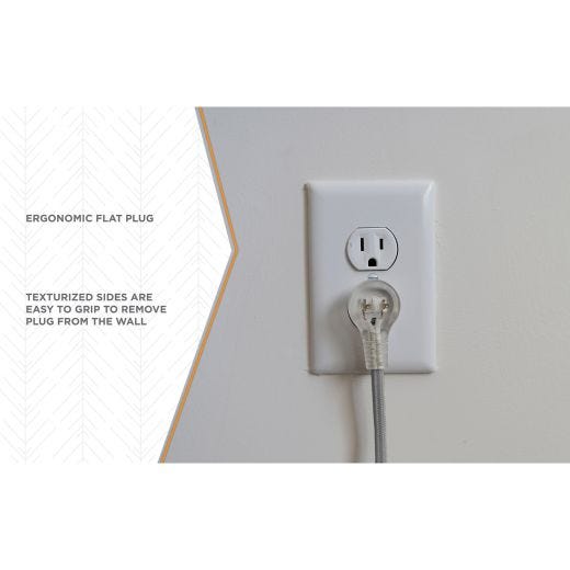 8’ Fabric Cord With 3 Outlets (Grey)