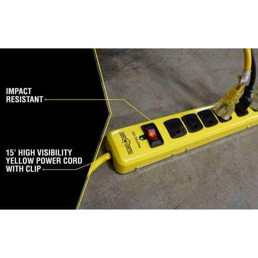 Yellow Jacket  6-Outlet (4+2) Surge Strip, 15’ Cord, 1440 Jo