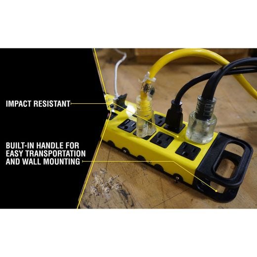 Yellow Jacket 8-Outlet Power Block, 6’ Cord, USB