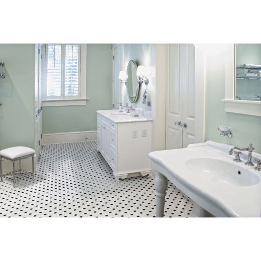 1" Soho Canvas White/Black Retro Hexagon Mosaic 9.36SF