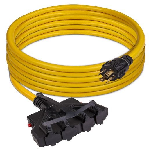 4 Outlet 5-20R, 25' Heavy Duty L14-30P Power Cord