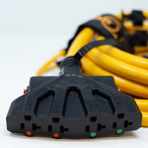 4 Outlet 5-20R, 25' Heavy Duty L14-30P Power Cord