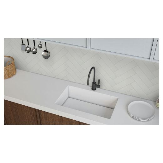 Carreau Mural Céramique Mat Blanc Canvas 4" x 16" 10.76 pi²