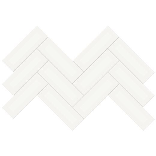 2x6” Soho White Herringbone Glossy Porcelain 10pc/9.47 SF/Bx