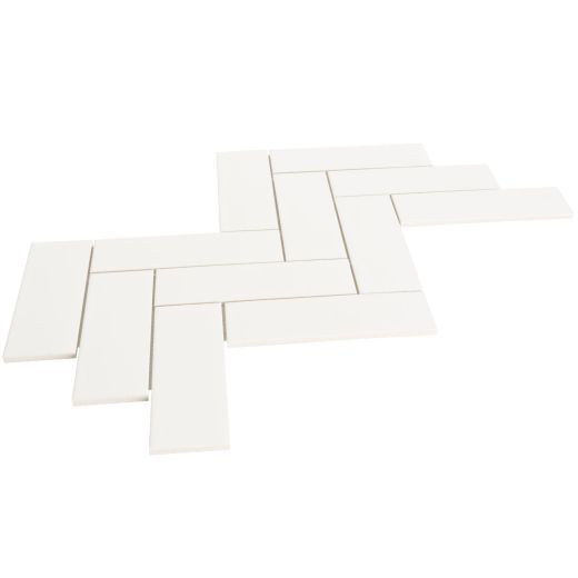 2” x 6” Soho Canvas White Herringbone Glossy Porcelain 9.47S
