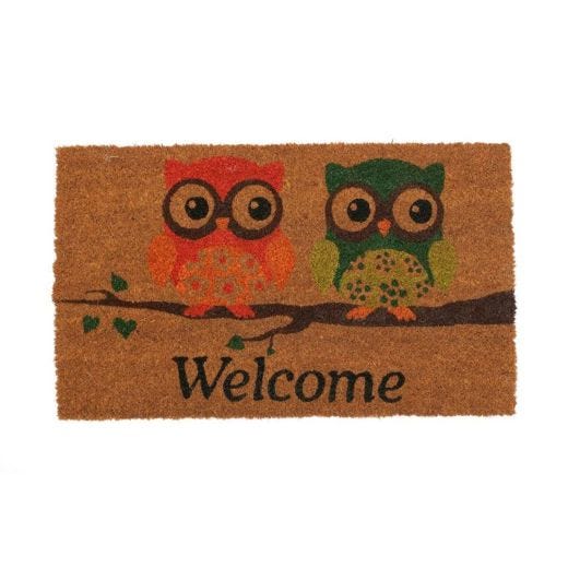 Owl Welcome 18" x 30" Coir Mat