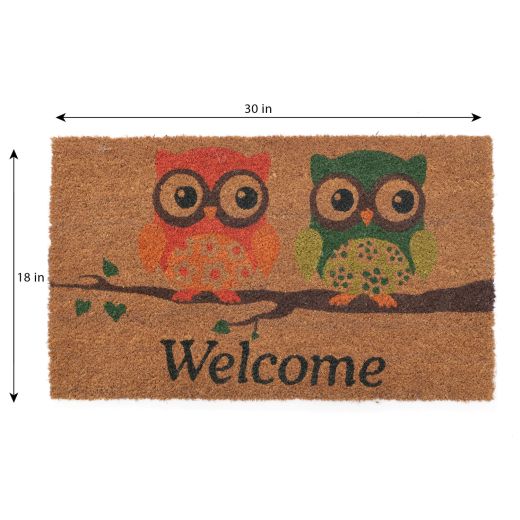 Owl Welcome 18" x 30" Coir Mat