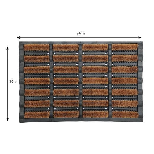 Tapis Utilitaire Caoutchouc et Brosse en Coco 16" x 24"