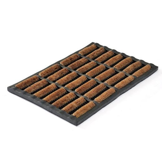 Tapis Utilitaire Caoutchouc et Brosse en Coco 16" x 24"