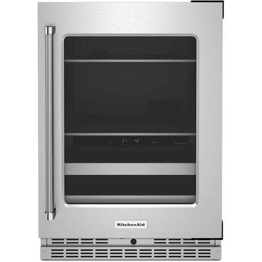 24" Beverage Center with Glass Door and Metal-Front Racks