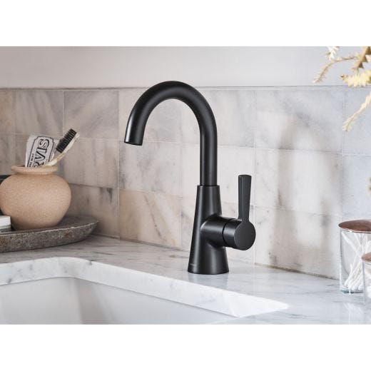 Mikah One Handle High Arc Bathroom Faucet- Matte Black
