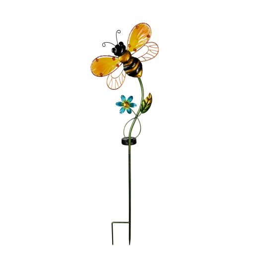 Solar Metal & Glass Bumblebee Stick Light With Microdot LEDs
