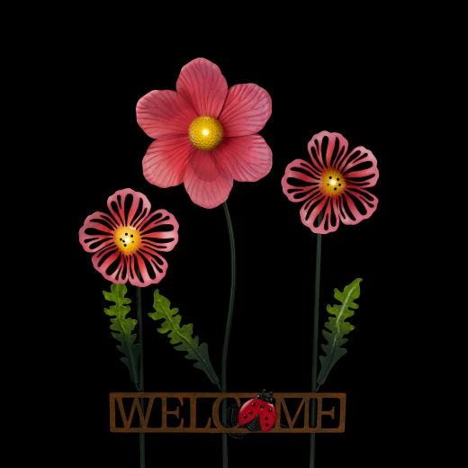 Solar 3 Flower "Welcome" Stick Light