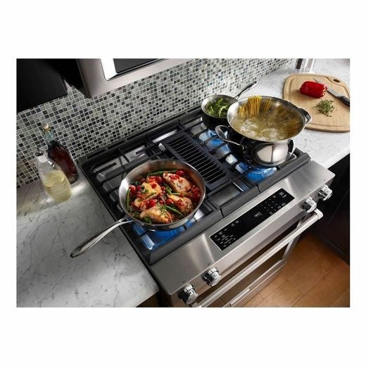30" 4-Burner Dual Fuel Downdraft Front Control Range