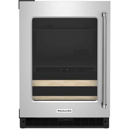 24" Beverage Center With Glass Door And Wood-Front Racks
