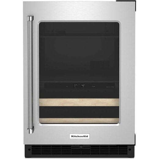 24" Beverage Center With Glass Door And Wood-Front Racks