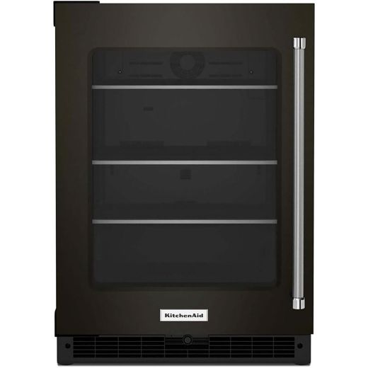 24" Undercounter Refrigerator Glass Door & Shelves Black SS