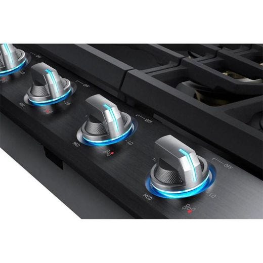 30" 5-Burner Smart Gas Cooktop Black Stainless