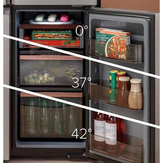 36" 27.4 cu.ft. 4-Door Refrigerator in Platinum Glass