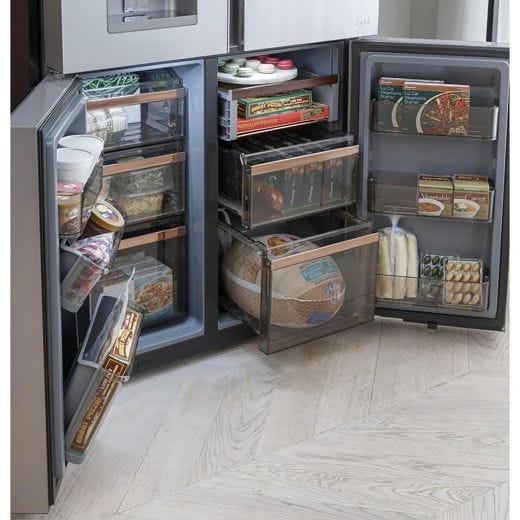 36" 27.4 cu.ft. 4-Door Refrigerator in Platinum Glass