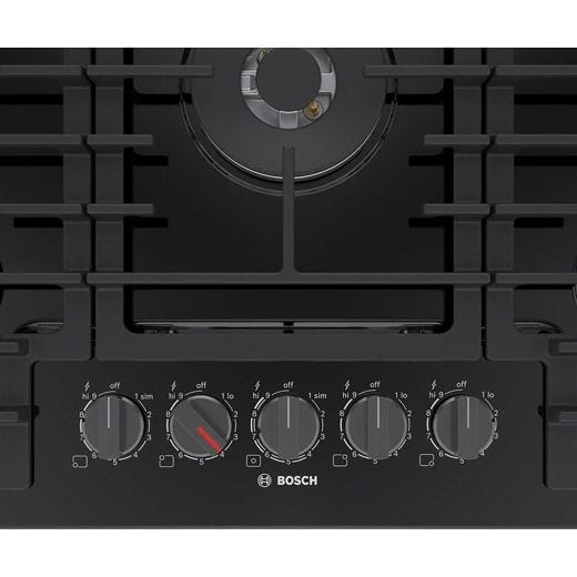 30" Gas Cooktop, 5 Burner, Black Stainless Steel
