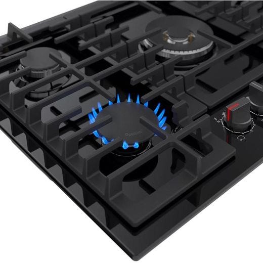 30" Gas Cooktop, 5 Burner, Black Stainless Steel