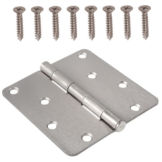 4" 1/4 Round Satin Nickel Door Hinge