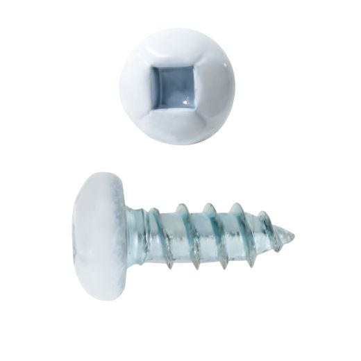 White Soffit Screw Pan Head Square Drive 6X3/8 - 100Pcs