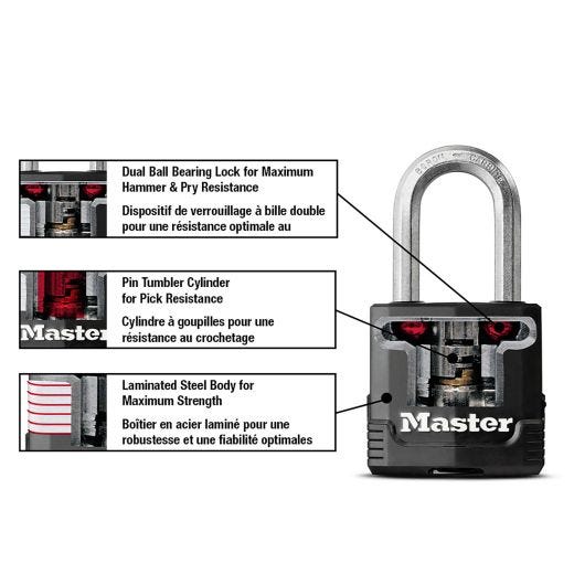 2-1/8" Wide Magnum Laminated Steel Padlock With 2" Shackle