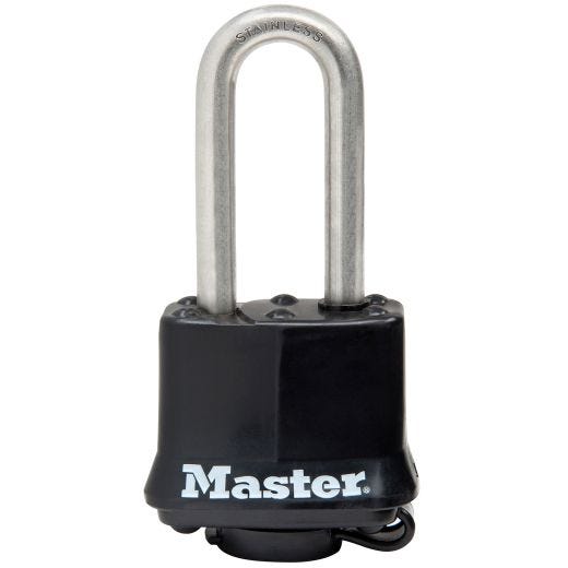 Master Lock 1-9/16" Wide Stainless Steel Padlock- Black