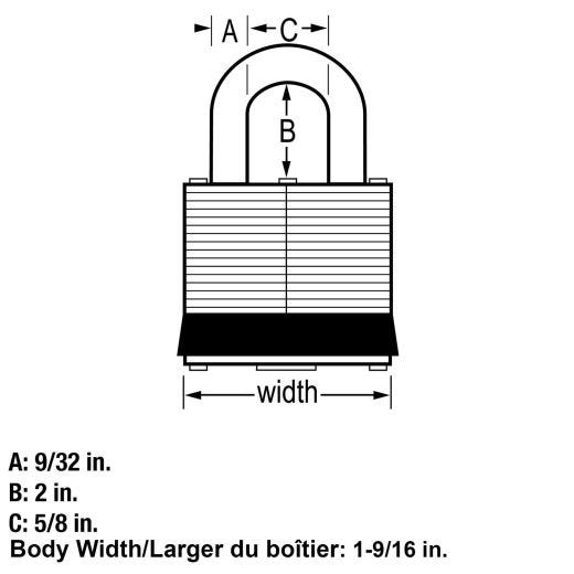 Master Lock 1-9/16" Wide Stainless Steel Padlock- Black