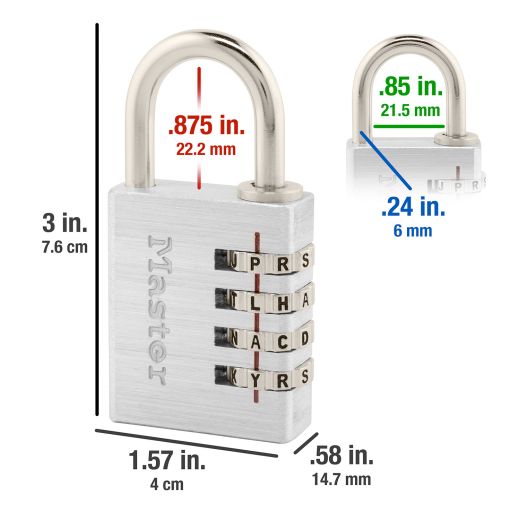 1-9/16" Set Your Own Word Combination Padlock Assorted Color