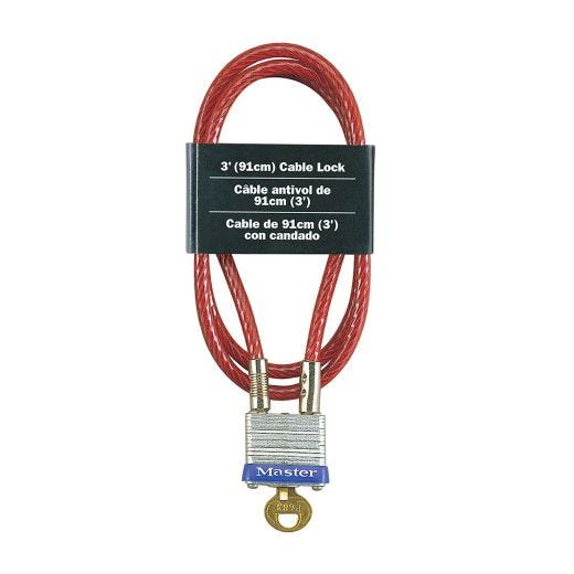 3' L x 3/16" Cable With Integrated Laminated Steel Padlock