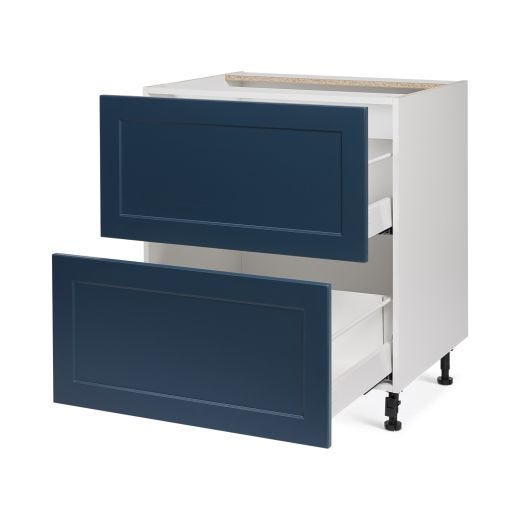 Base 2 Large Drawers Cabinet 30 15/15 Shaker Dark Blue