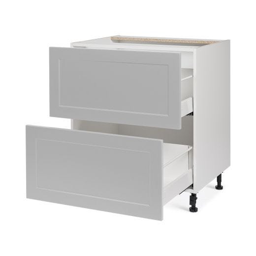Base 2 Large Drawers Cabinet 30 15/15 Shaker Light Grey