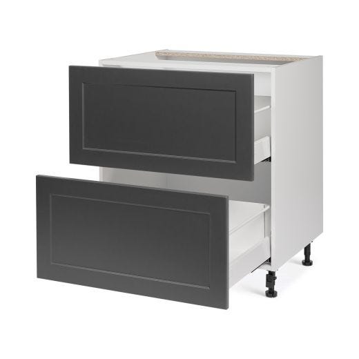 Base 2 Large Drawers Cabinet 30 15/15 Shaker Moonlight Grey