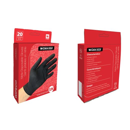 Gants en Nitrile 4mil WipeCo Noirs 20 Pièces