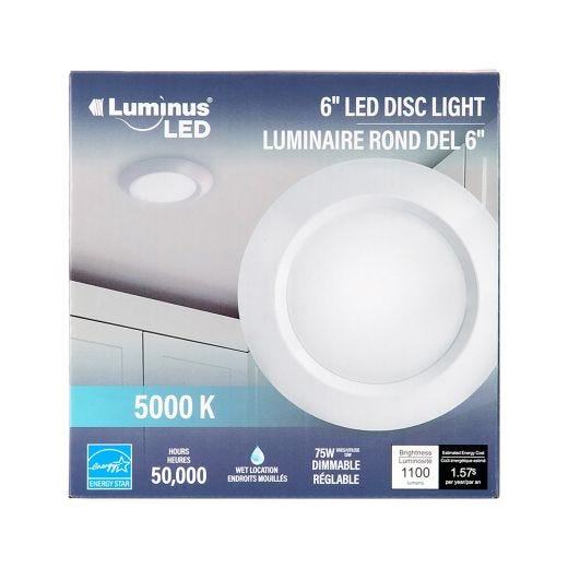 Luminus 6" 5000K LED Disc Light