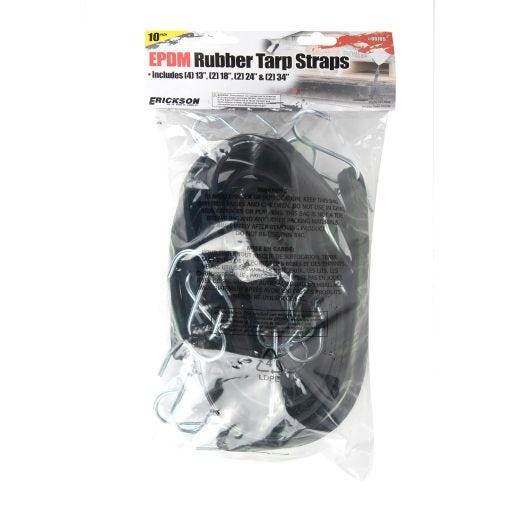 Rubber Tarp Straps- 10/Pack
