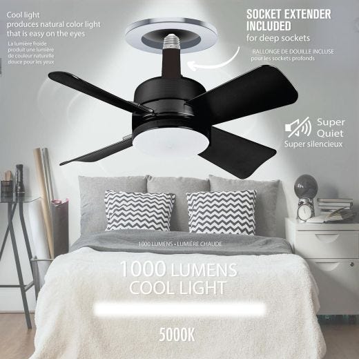 Ventilateur à douille Bell And Howell - Noir