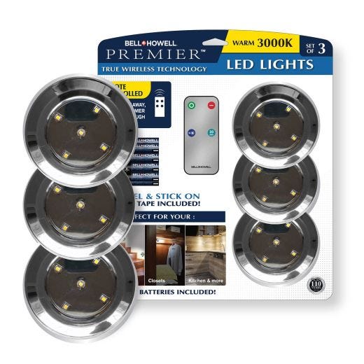 BELL + HOWELL Chrome Puck Lights