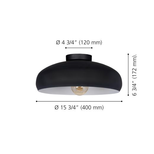 Mogano Ceiling Light 1L, Black And White Finish