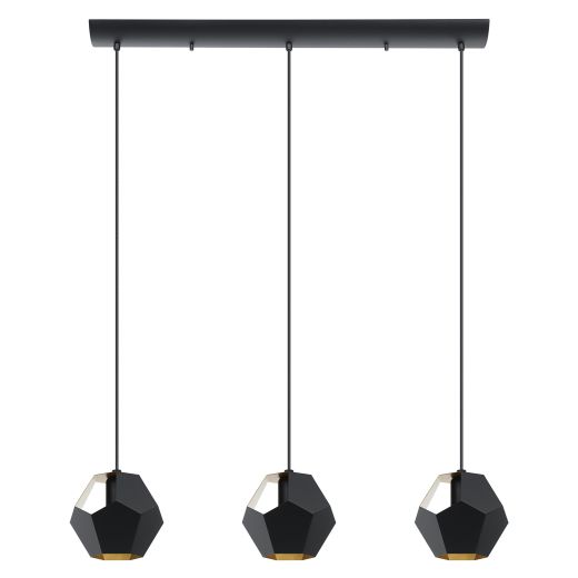 Rasigures Pendant Light 3L, Black and Gold Finish