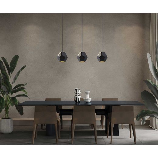 Rasigures Pendant Light 3L, Black and Gold Finish