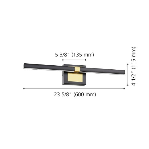 Pierro LED Vanity Light- Matte Black/Brushed Brass