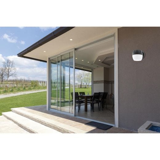 Applique murale LED Oncala, noire avec verre blanc